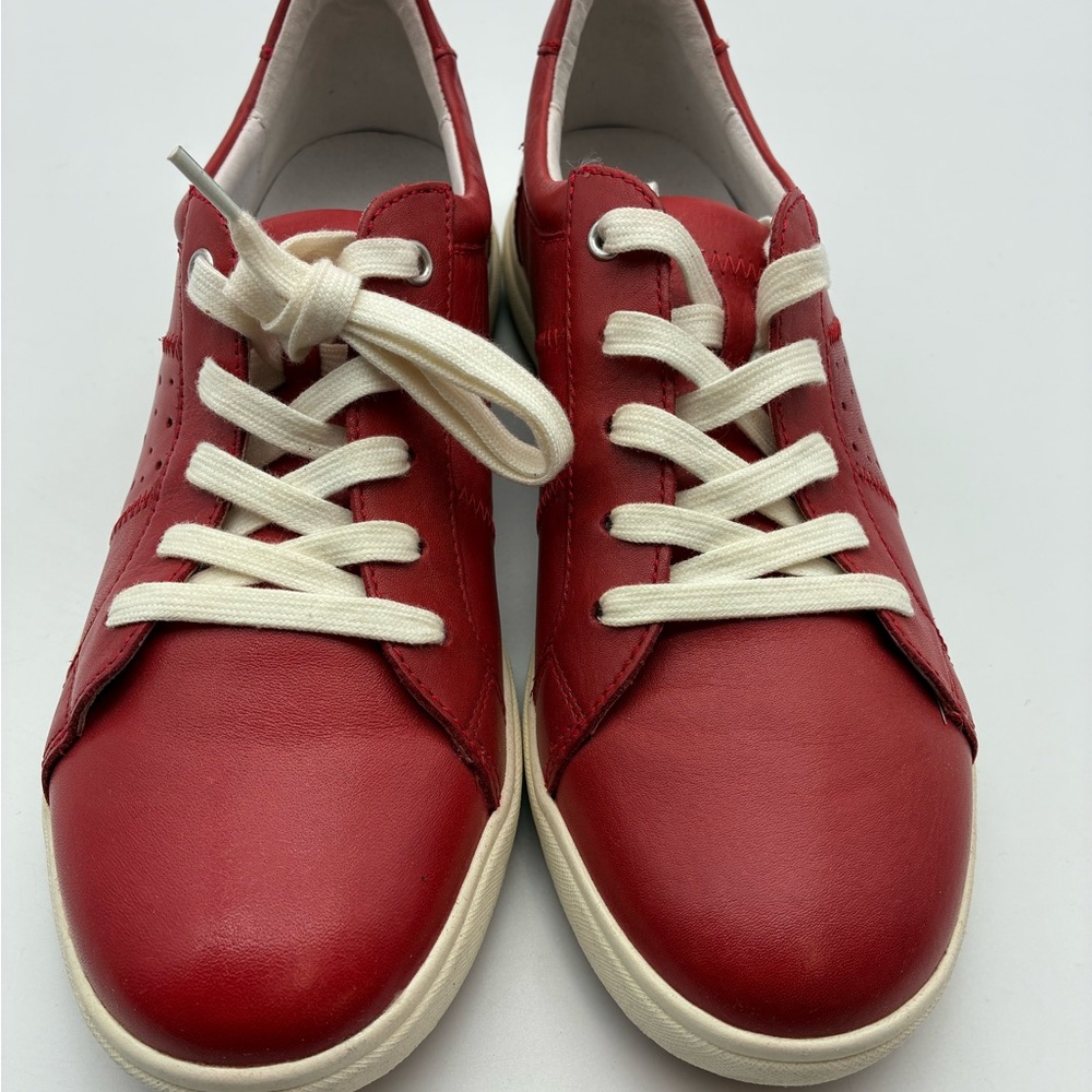 Red Leather Women's Lace-Up Sneakers, EU-38